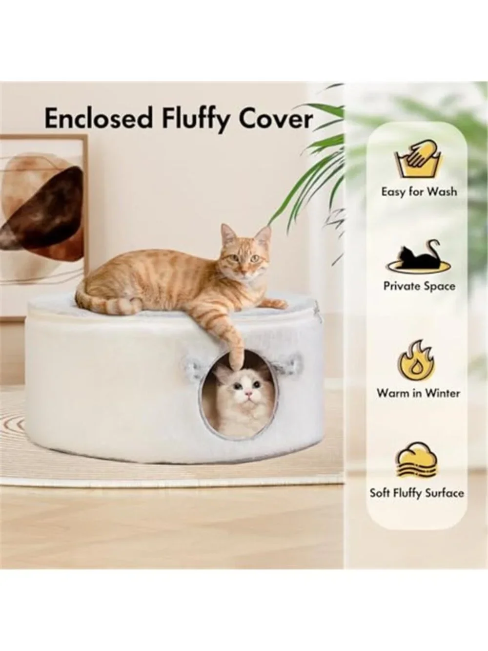 Cat Cave Bed Enclosed Pet Bed Cat Condo Hideaway Plush Washable